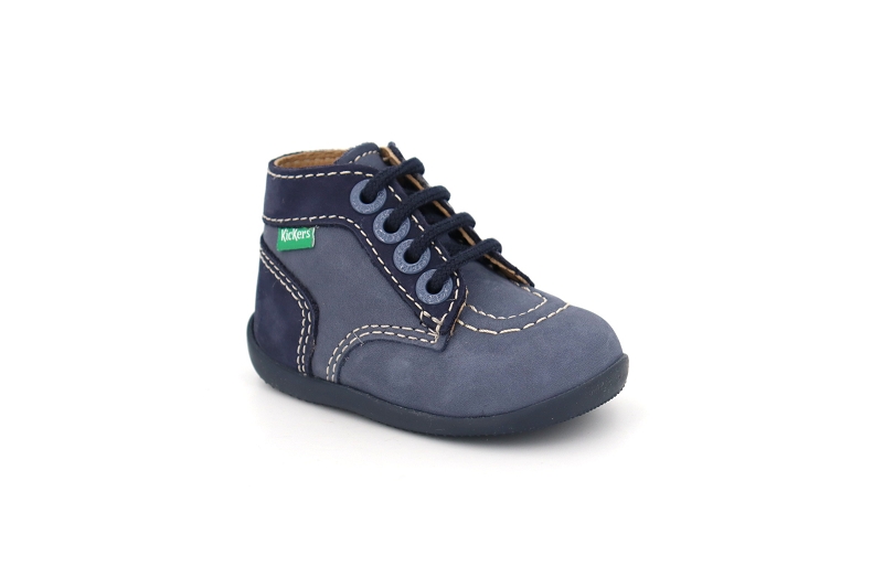 Kickers enf chaussures a lacets bonzip bleu0215303_2