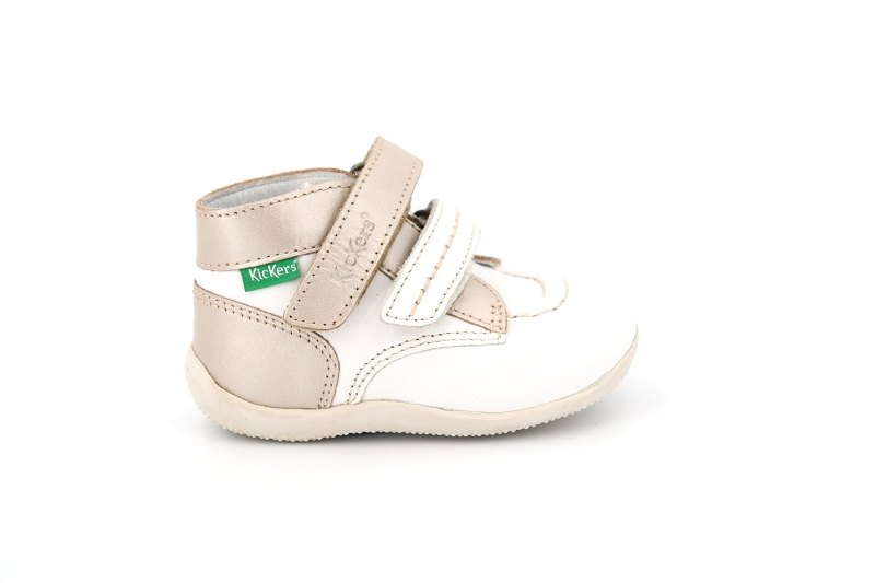 Kickers enf chaussures a scratch bonkro blanc