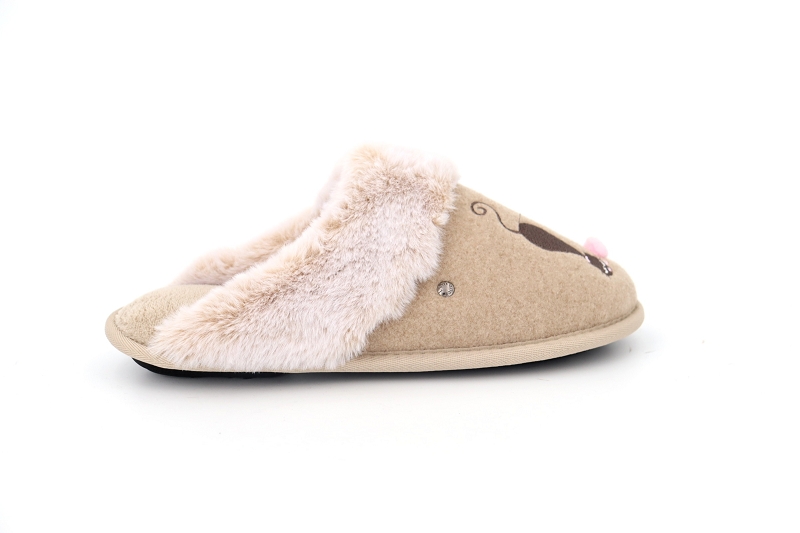 Isotoner chaussons pantoufles chat beige