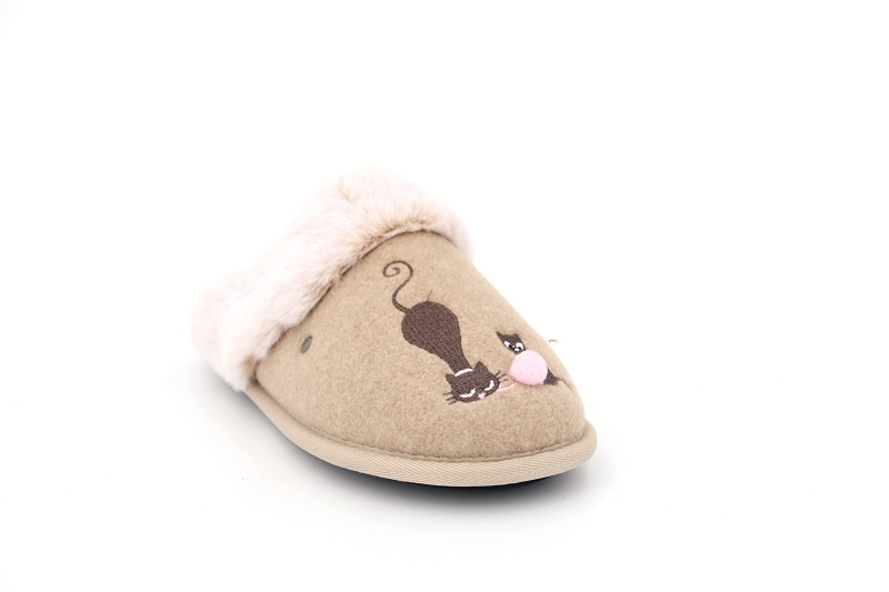 Isotoner chaussons pantoufles chat beige6123502_2