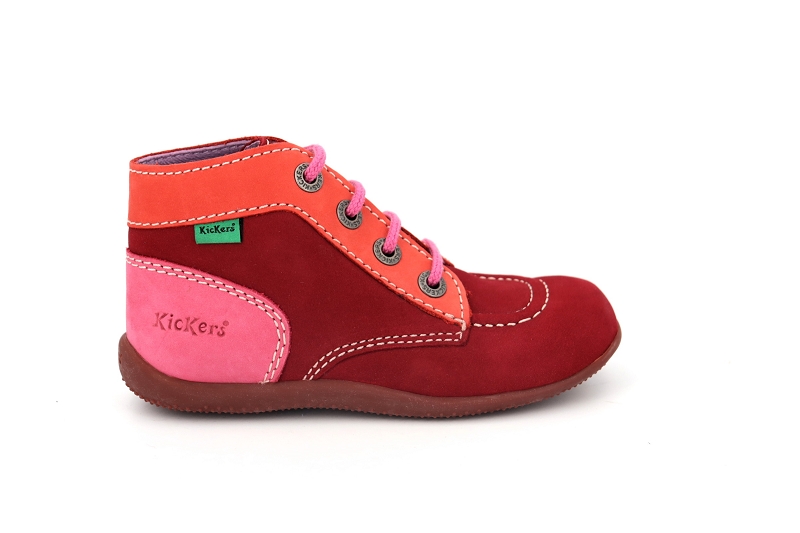 Kickers enf chaussures a lacets bonbon rose